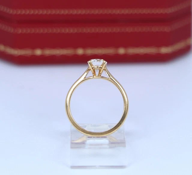 Bague de fiançailles Cartier 1895 en or jaune 18 carats, 0,72 ct, diamant rond D VS1