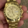 Montre homme chronographe automatique Genève 18 carats avec date et bracelet 18 carats - 137 grammes