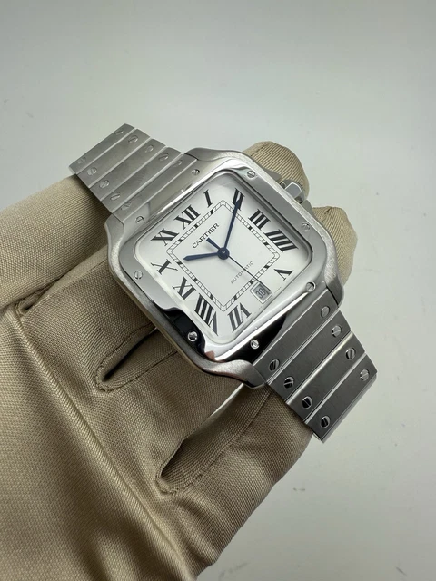 2018-Cartier-Santos-White-Dial-398mm-Steel-Automatic-13.webp Montre automatique Cartier Santos 2018, cadran blanc, 39,8 mm, acier, WSSA0009 B+P