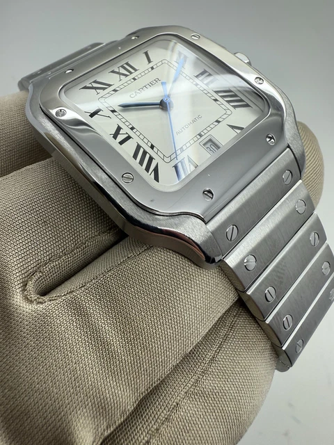 2018-Cartier-Santos-White-Dial-398mm-Steel-Automatic-15.webp Montre automatique Cartier Santos 2018, cadran blanc, 39,8 mm, acier, WSSA0009 B+P