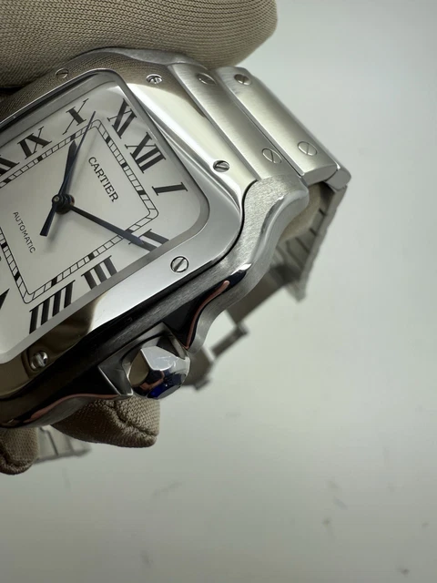 2018-Cartier-Santos-White-Dial-398mm-Steel-Automatic-18.webp Montre automatique Cartier Santos 2018, cadran blanc, 39,8 mm, acier, WSSA0009 B+P