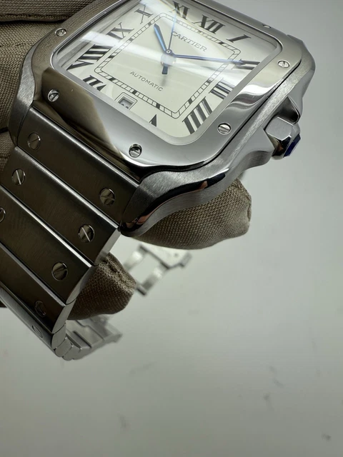 2018-Cartier-Santos-White-Dial-398mm-Steel-Automatic-19.webp Montre automatique Cartier Santos 2018, cadran blanc, 39,8 mm, acier, WSSA0009 B+P