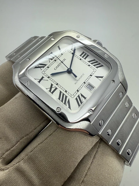 2018-Cartier-Santos-White-Dial-398mm-Steel-Automatic-21.webp Montre automatique Cartier Santos 2018, cadran blanc, 39,8 mm, acier, WSSA0009 B+P