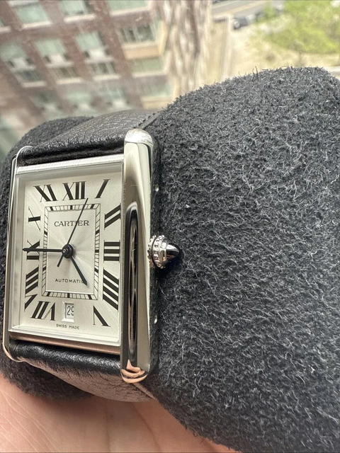 Montre automatique Cartier Tank Must XL 2022 en acier inoxydable WSTA0040 4324, ensemble complet