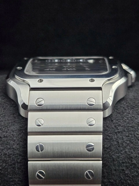 Montre Cartier Santos 2025, grand cadran vert, WSSA0062, bracelet acier/cuir, coffret complet