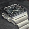 Montre Cartier Santos 2025, grand cadran vert, WSSA0062, bracelet acier/cuir, coffret complet