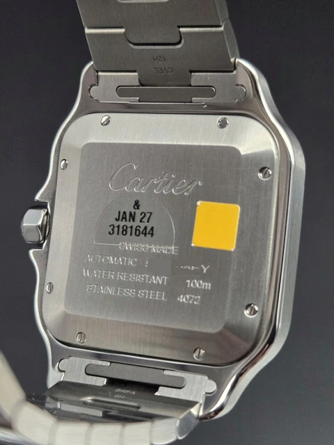 Montre Cartier Santos 2025, grand cadran vert, WSSA0062, bracelet acier/cuir, coffret complet