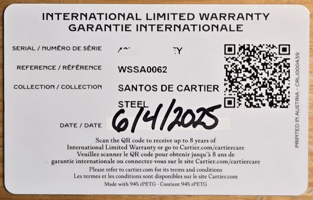 Montre Cartier Santos 2025, grand cadran vert, WSSA0062, bracelet acier/cuir, coffret complet