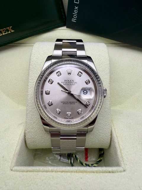 Authentique Rolex DateJust 36 d'occasion avec cadran diamant 116234, excellent état