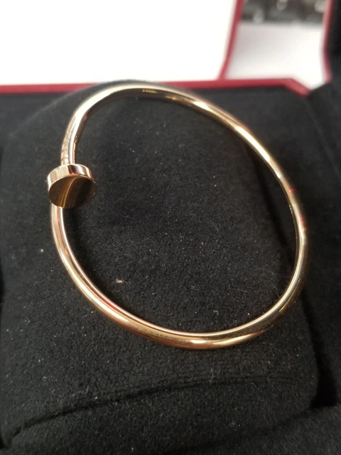 Cartier-Au750-Rose-Gold-Nail-Bangle-Small-Bracelet-2.webp Bracelet jonc clou Cartier en or rose 750, petit modèle, 9,1 g