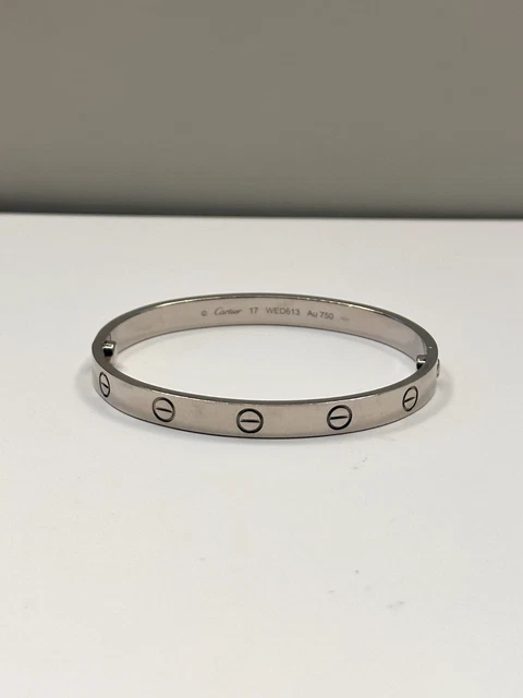 Bracelet Cartier LOVE en or blanc 18 carats, taille 17, coffret complet et certificat