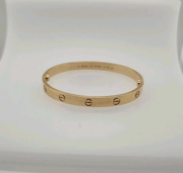 Bracelet Cartier Love en or jaune 18 carats, taille 18, fermoir à vis, neuf, avec boîte et papier