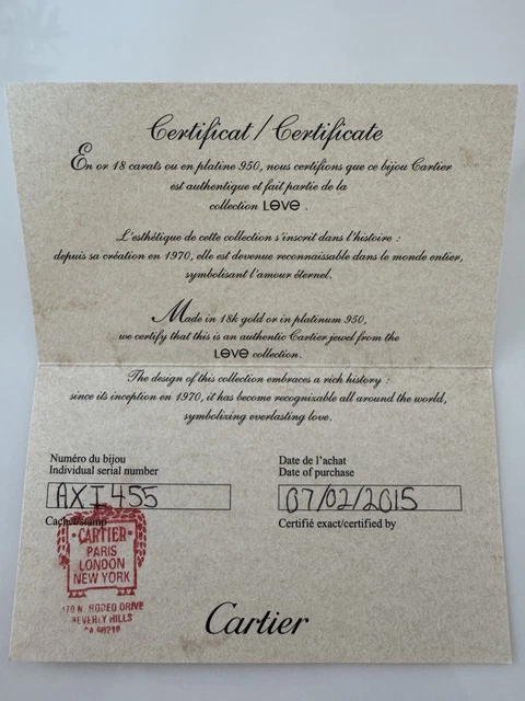 Bracelet Love Cartier en or jaune 18 carats