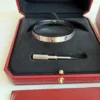 Cartier-Love-Bracelet-size-18-Brushed-White-Gold (1) Bracelet Cartier Love, taille 18, or blanc brossé 18 carats, état neuf