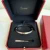 Cartier-Love-Bracelet-size-18-Brushed-White-Gold Bracelet Cartier Love, taille 18, or blanc brossé 18 carats, état neuf