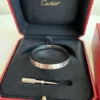 Cartier-Love-Bracelet-size-18-Brushed-White-Gold (4) Bracelet Cartier Love, taille 18, or blanc brossé 18 carats, état neuf