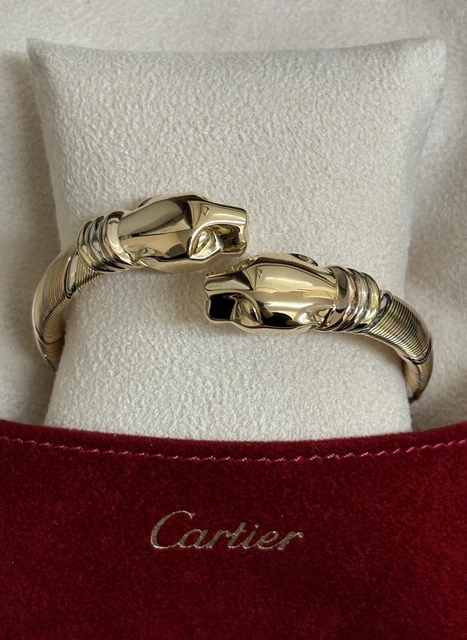 Bracelet Cartier Panthère Cougar Trinity en or jaune, blanc et rose 18 carats, service 2025