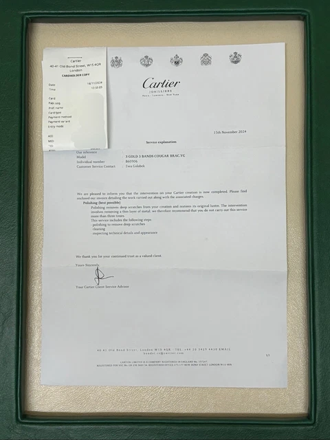 Bracelet Cartier Panthère Cougar Trinity en or jaune, blanc et rose 18 carats, service 2025