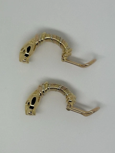 Boucles d'oreilles Trinity Cartier Panthère Cougar en or jaune, blanc et rose 18 carats, service 2025