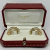 Boucles d'oreilles Trinity Cartier Panthère Cougar en or jaune, blanc et rose 18 carats, service 2025