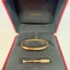 Cartier-Rose-Gold-Love-Bracelet-Medium-Model-With (1) Bracelet Cartier Love en or rose, modèle moyen, avec boîte et documents d'origine.