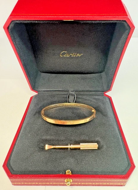 Cartier-Rose-Gold-Love-Bracelet-Medium-Model-With (1) Bracelet Cartier Love en or rose, modèle moyen, avec boîte et documents d'origine.
