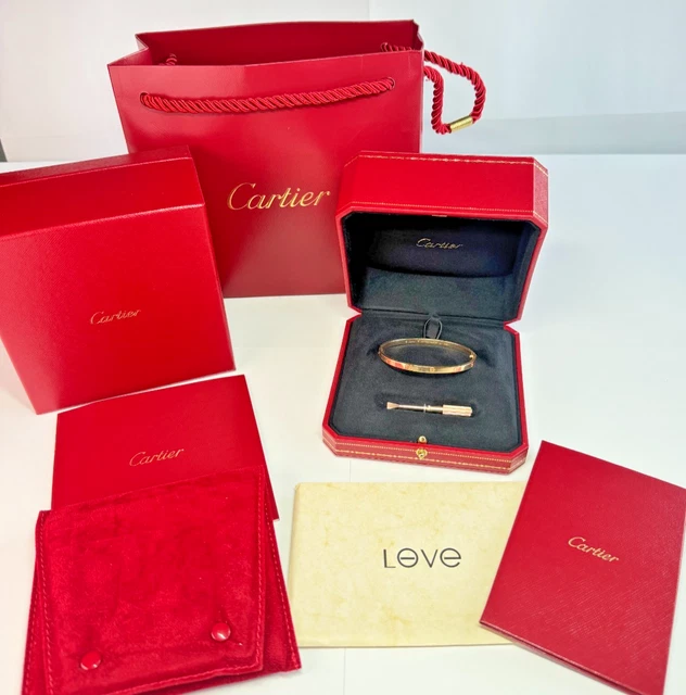 Cartier-Rose-Gold-Love-Bracelet-Medium-Model-With (12) Bracelet Cartier Love en or rose, modèle moyen, avec boîte et documents d'origine.