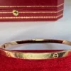 Cartier-Rose-Gold-Love-Bracelet-Medium-Model-With (4) Bracelet Cartier Love en or rose, modèle moyen, avec boîte et documents d'origine.