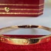 Cartier-Rose-Gold-Love-Bracelet-Medium-Model-With (7) Bracelet Cartier Love en or rose, modèle moyen, avec boîte et documents d'origine.