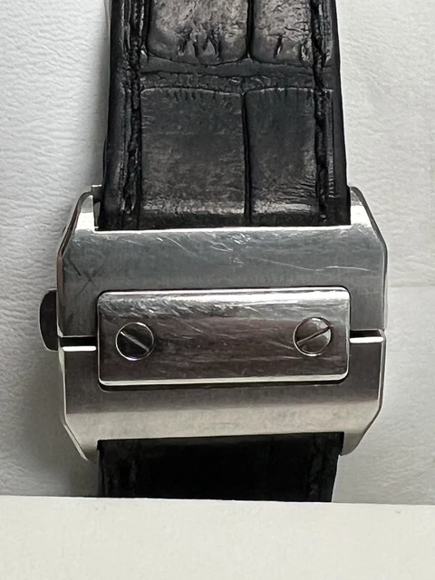 Cartier-Santos-100-XL-Chronograph-Stainless-Mens-Watch (3) Montre Cartier Santos 100 XL Chronographe Acier Inoxydable pour Homme, avec boîte et papiers W20090X8