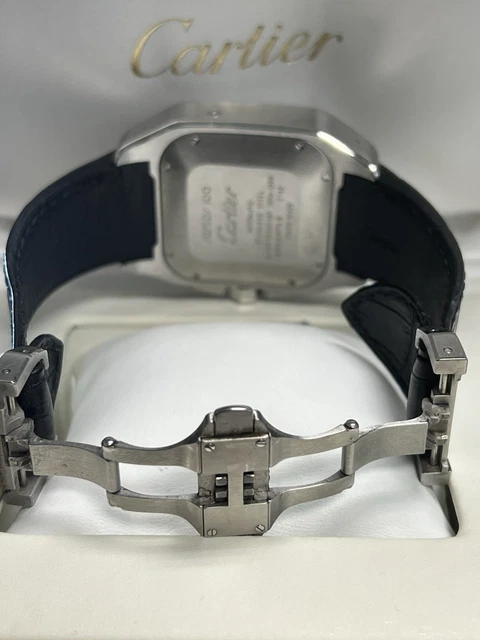 Cartier-Santos-100-XL-Chronograph-Stainless-Mens-Watch (5) Montre Cartier Santos 100 XL Chronographe Acier Inoxydable pour Homme, avec boîte et papiers W20090X8