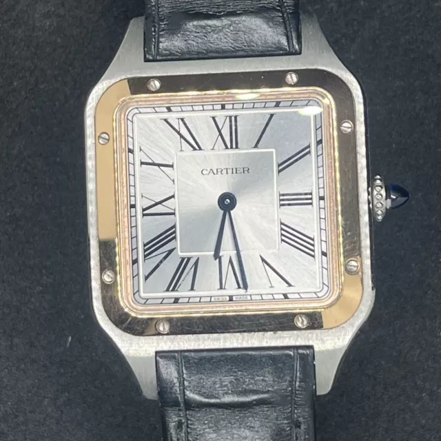 Montre homme Cartier Santos Dumont W2SA0011, cadran argenté, boîte et papiers