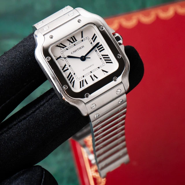 Montre Cartier Santos Medium Blanche 2021 Romaine 35 mm Acier Inoxydable Automatique WSSA0029