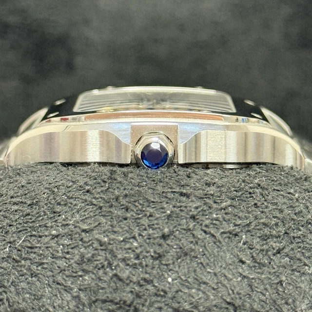 Montre Cartier Santos en acier, automatique, 35 mm, cadran bleu, bracelet WSSA0063