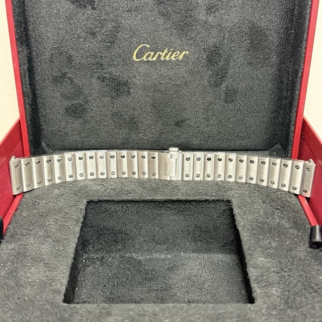 Montre Cartier Santos en acier, automatique, 35 mm, cadran bleu, bracelet WSSA0063