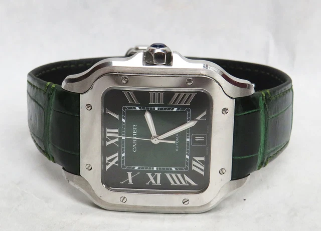 Cartier-Santos-Wssa0062-Large-Model-Green-Dial-Ss-1.webp Montre Cartier Santos Wssa0062 Grand Modèle Cadran Vert SS Coffret Carte de Garantie