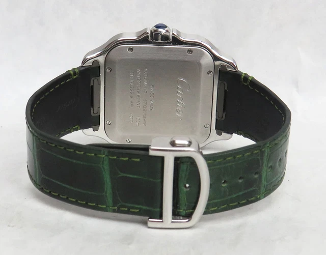 Cartier-Santos-Wssa0062-Large-Model-Green-Dial-Ss-3.webp Montre Cartier Santos Wssa0062 Grand Modèle Cadran Vert SS Coffret Carte de Garantie