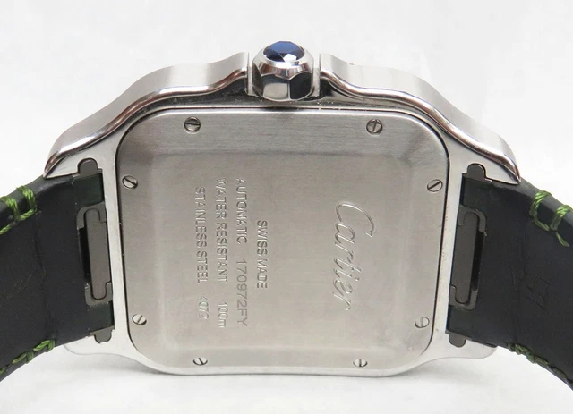Cartier-Santos-Wssa0062-Large-Model-Green-Dial-Ss-4.webp Montre Cartier Santos Wssa0062 Grand Modèle Cadran Vert SS Coffret Carte de Garantie