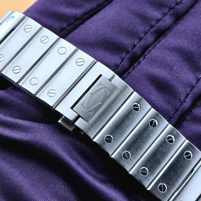 Cartier-Santos-de-Cartier-40-mm-WSSA0047-BP (7) Montre Cartier Santos de Cartier 40 mm WSSA0047 B&P Bracelet supplémentaire Lunette PVD bleue Homme