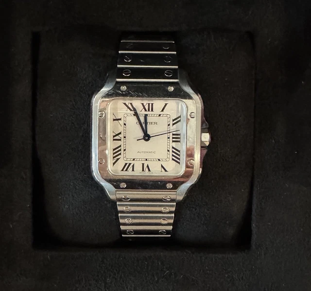 Montre Cartier Santos de Cartier Medium en acier inoxydable WSSA0029, coffret et papiers