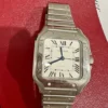Cartier-Santos-de-Cartier-Medium-Stainless-Steel-WSSA0029-26.webp Montre Cartier Santos de Cartier Medium en acier inoxydable WSSA0029, coffret et papiers