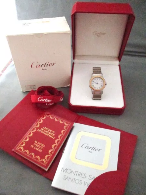 Genuine-Rare-CARTIER-Santos-Octagon-187902-Amazing-Condi.webp *Authentique* Rare CARTIER Santos Octagon 187902 État incroyable dans sa boîte !