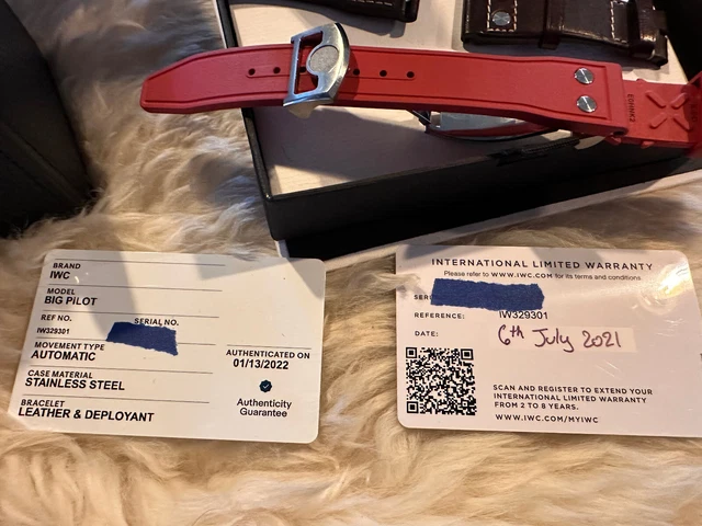 Montre IWC Big Pilot 43 mm avec 2 bracelets OEM, garantie d'usine, ensemble complet - Cadran noir