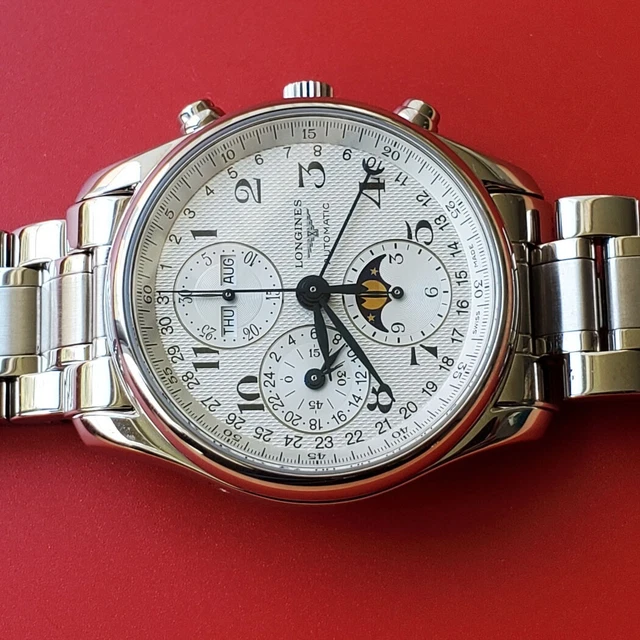 Montre chronographe Longines Master Collection pour homme, 40 mm, automatique, L2 673, 4 cartes dans un coffret