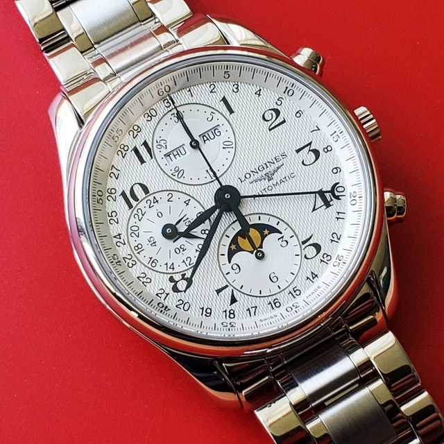 Montre chronographe Longines Master Collection pour homme, 40 mm, automatique, L2 673, 4 cartes dans un coffret