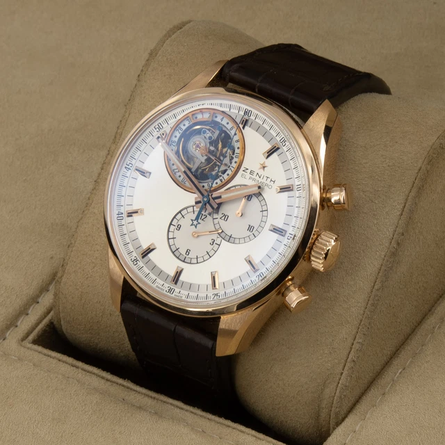 Mens-Zenith-El-Primero-18K-Tourbillon-Chrono-Watch (3) Montre homme Zenith El Primero Tourbillon Chrono 18K 18.2050, ensemble complet #W206671-2