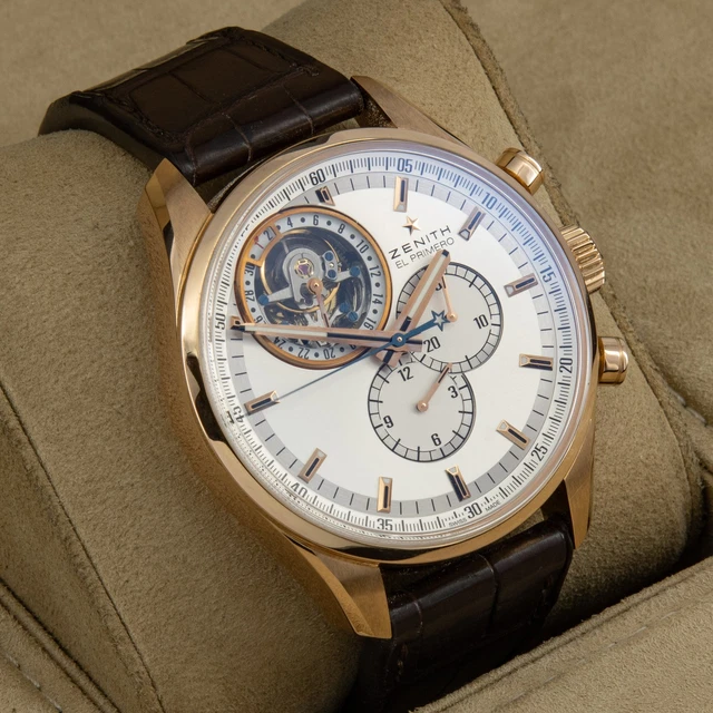 Mens-Zenith-El-Primero-18K-Tourbillon-Chrono-Watch (4) Montre homme Zenith El Primero Tourbillon Chrono 18K 18.2050, ensemble complet #W206671-2