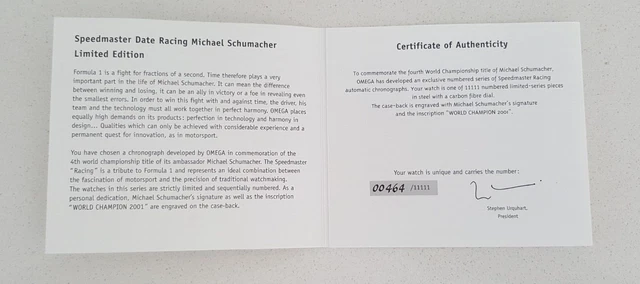 Omega Speedmaster Édition Limitée Michael Schumacher Homme Automatique O35195000