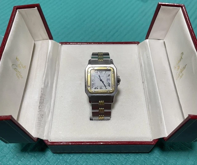 Montre-bracelet automatique Cartier Santos Godron rare de 1980 d'occasion