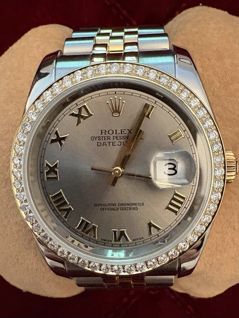 Rolex-Datejust-With-Gold-Diamonds-Under-9.webp Rolex Datejust en or et diamants. Sous garantie. Très impressionnante.